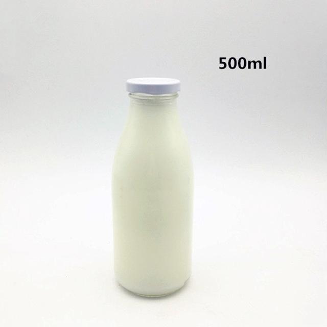 Wholesale 200ml 250ml 500ml 1000ml glass milk bottle with metal lid