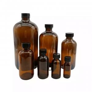 Brown Amber Boston Glass Bottle with screw cap