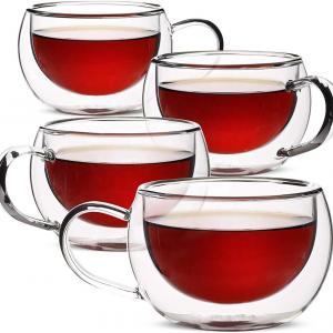 Clear Glass Double Wall Cup with handle