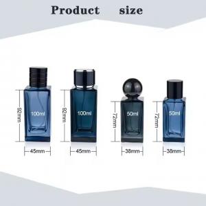 Glass Perfume Bottle Packaging 50ml 100ml Clear Blue Black Portable Square Luxury Empty Perfume Bottle With Sprayer
