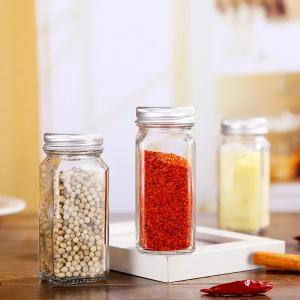 Glass Spice Jars 4oz Square Spice Containers