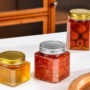 Low short square glass jar