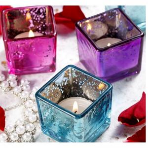 Square Clear Glass Candle Jar With Wooden Lid