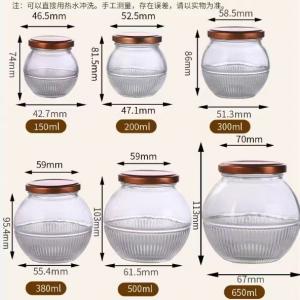 Wholesale Clear 150ml 200ml 280ml 300ml 380ml 500ml 650ml Glass Food Jars for Honey Jam With Metal Lid Wholesale Clear 150ml 200ml 280ml 300ml 380ml 500ml 650ml Glass Food Jars for Honey Jam With Metal Lid