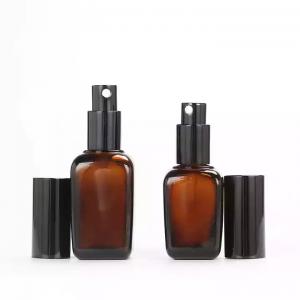 square spray amber brown glass bottle